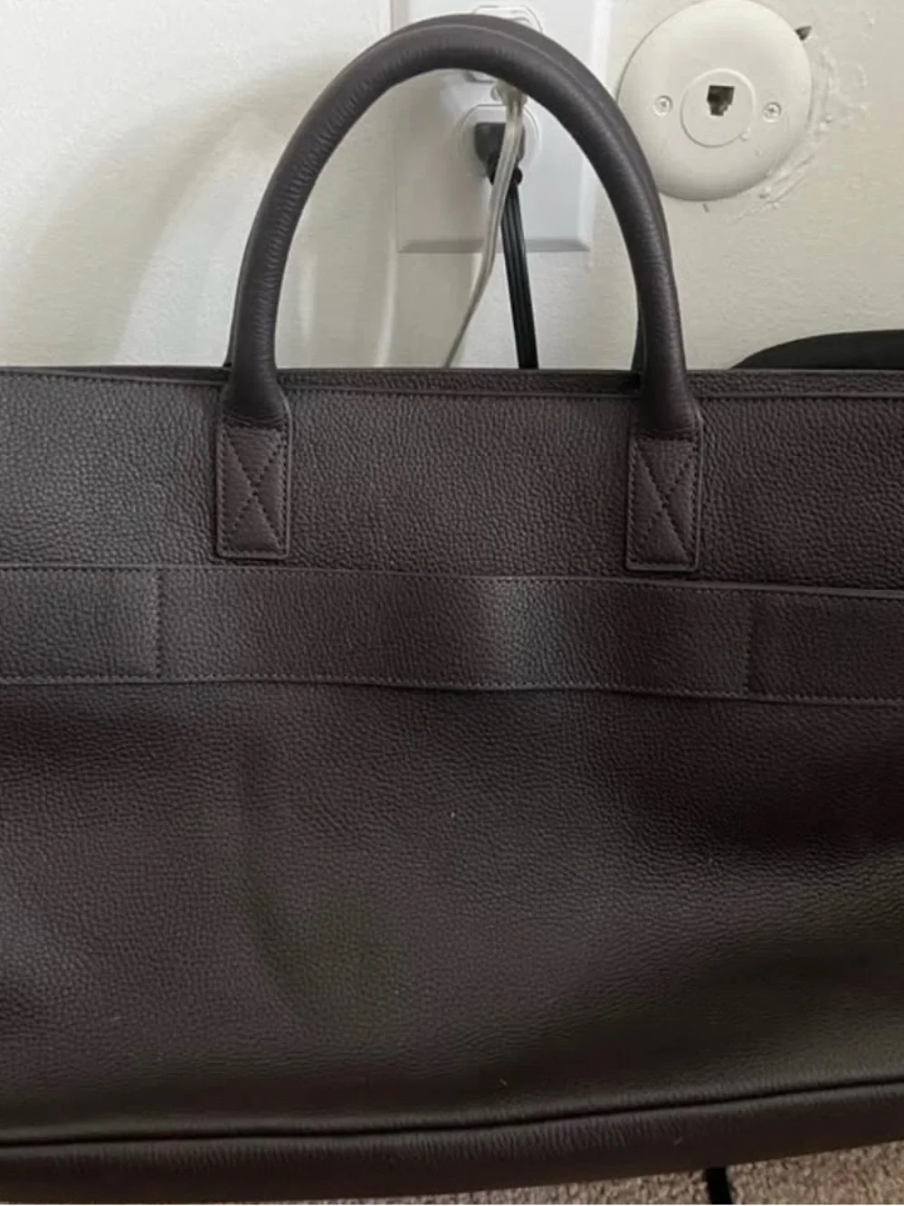 Mark & Graham Dark Brown Pebbled Leather Briefcase
